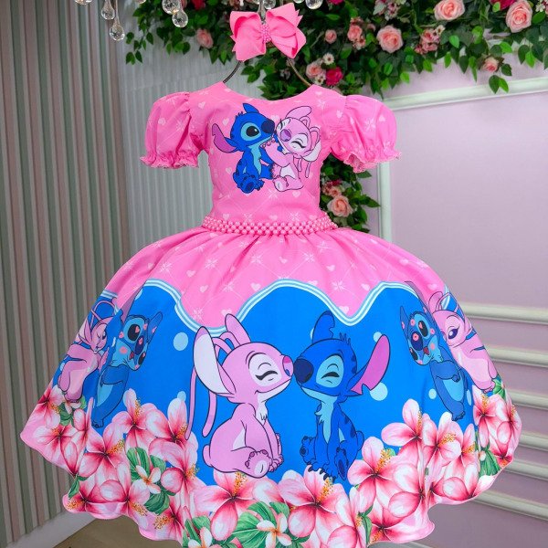Vestido Tematico Luxo Stitch e Angel Modelo 3