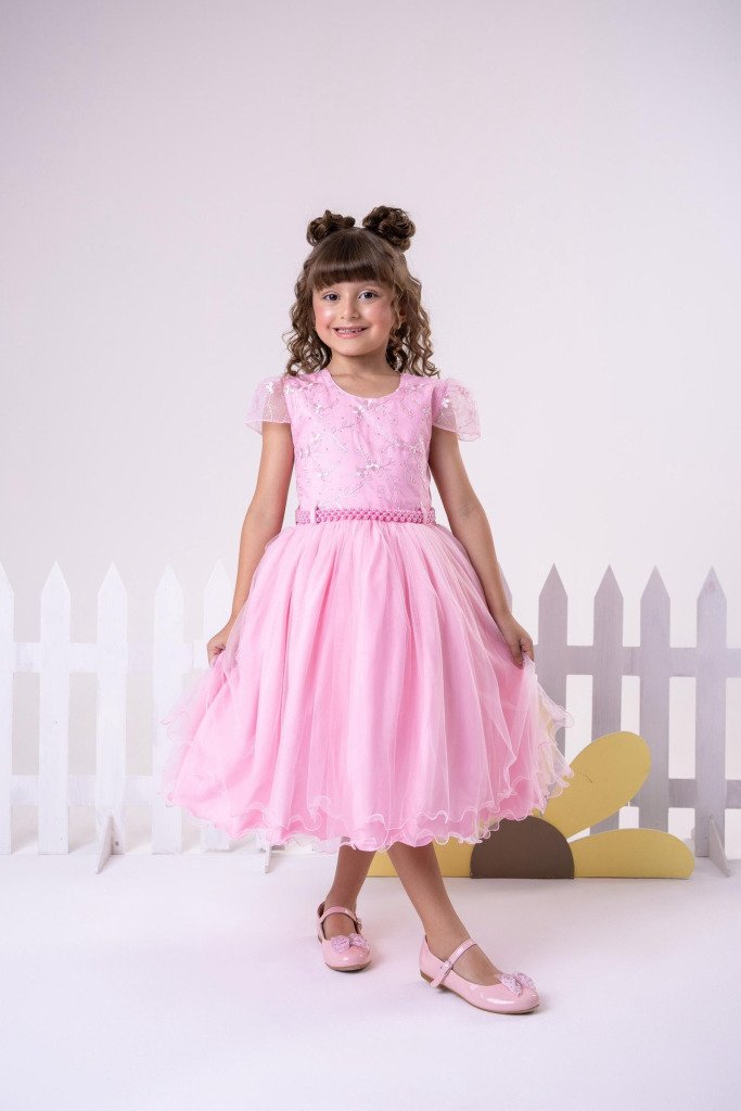 Vestido Infantil Menina Bonita Beatriz Rosa Bebe
