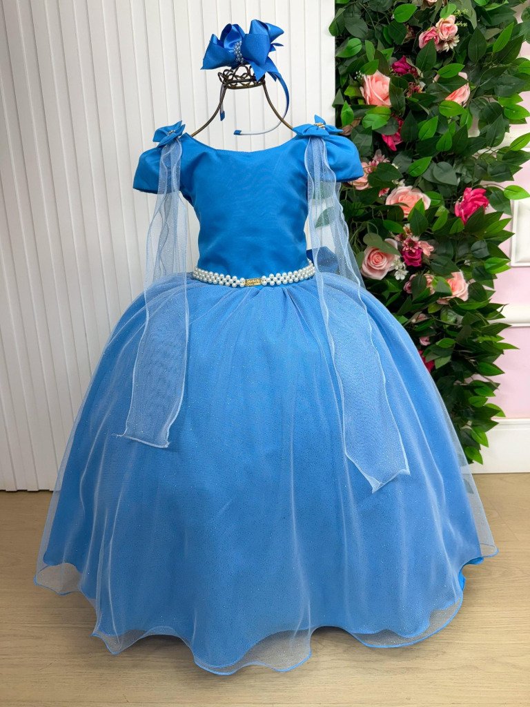 Vestido Banana Club Longo Diamante Azul Serenity