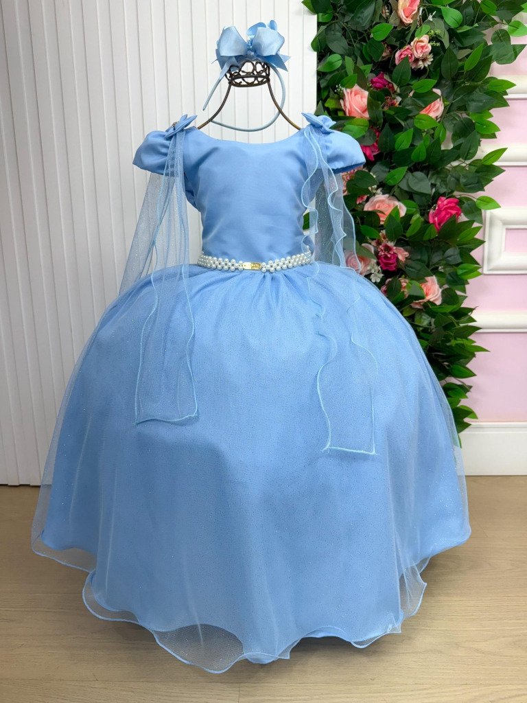 Vestido Banana Club Longo Diamante Azul Bebe