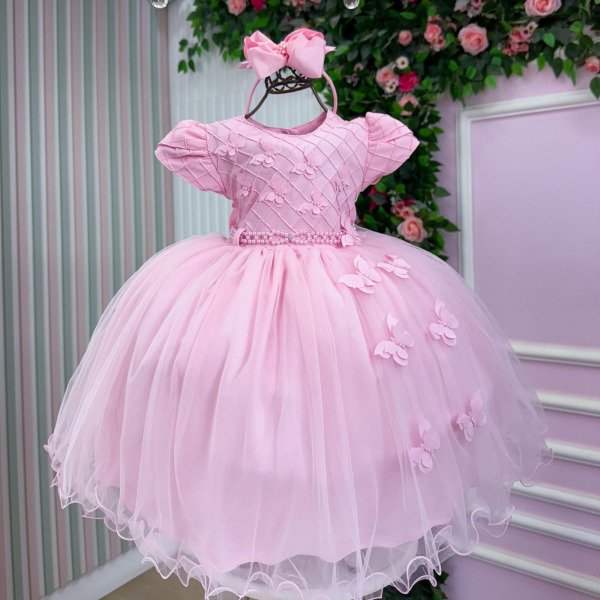 Vestido Menina Bonita Yasmin Rosa Bebe