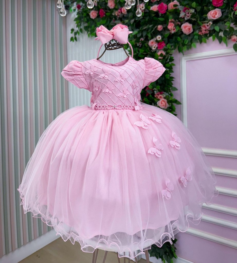 Vestido Menina Bonita Yasmin Rosa Bebe