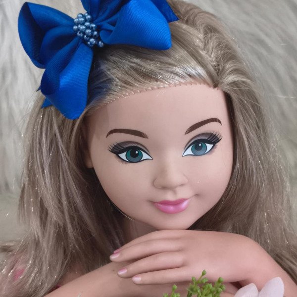 Laço Belli Bico de Pato Azul Royal Miolo de Perolas