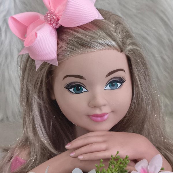 Laço Belli Bico de Pato Rosa Bebe Miolo de Perolas