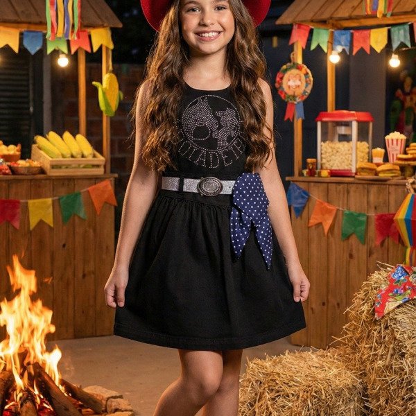 Vestido Blogueirinha Boiadeira do Sertão Preto