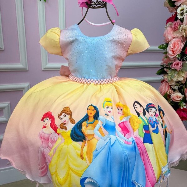 Vestido Infantil Temáticos da Gigi Princesas Disney Colorido
