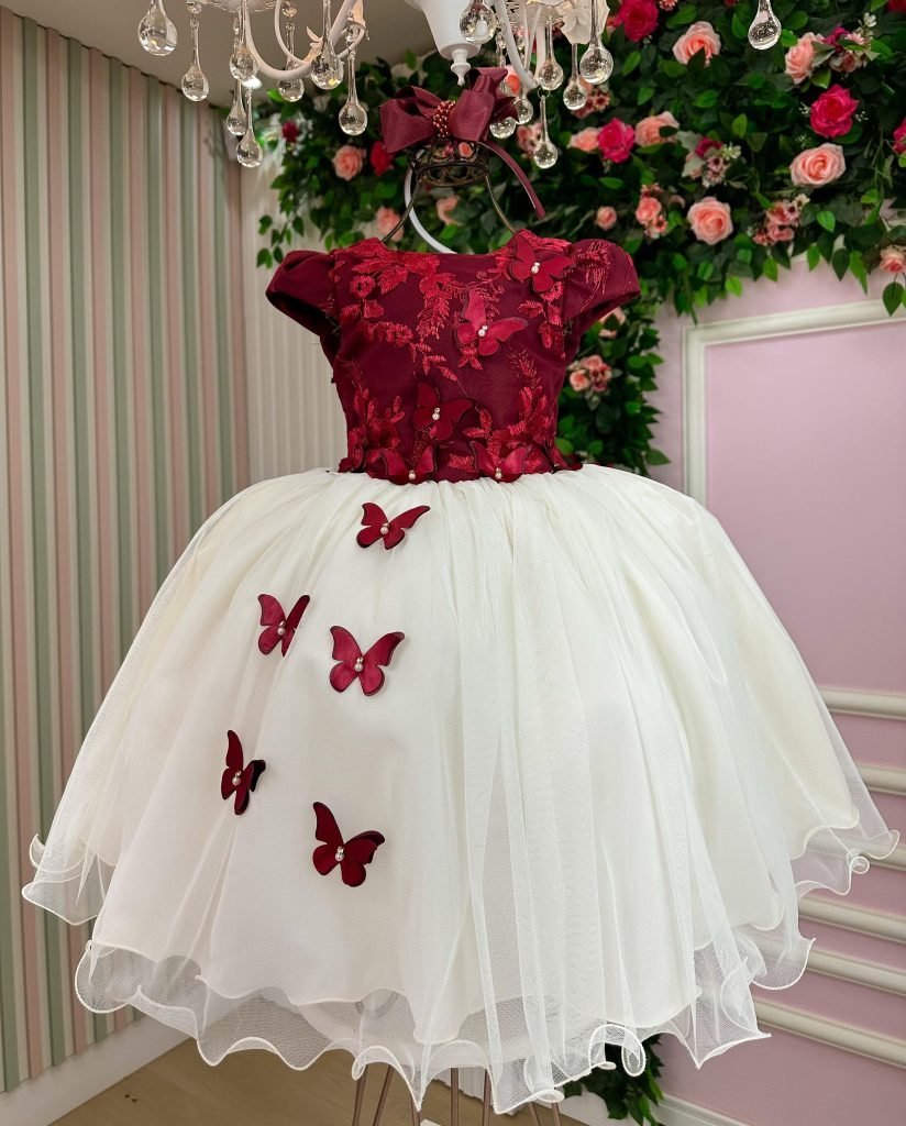 Vestido Juvenil – Midi Vila Lele Sabrina Marsala e Off