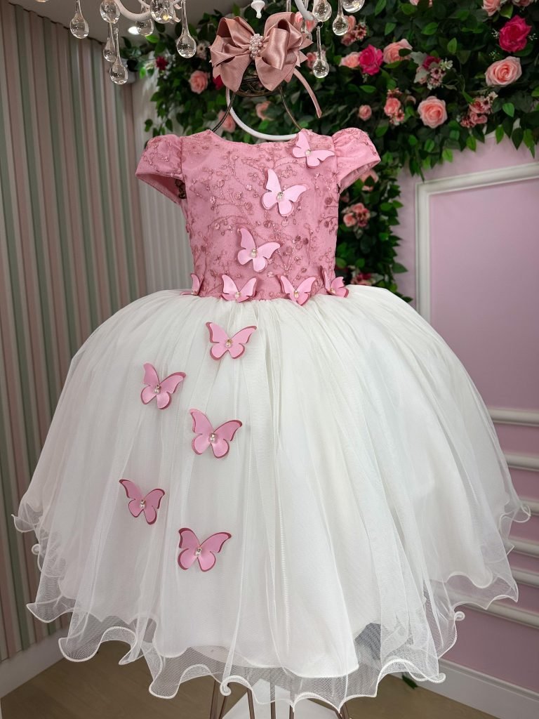 Vestido Juvenil – Midi Vila Lele Sabrina Rose e Off