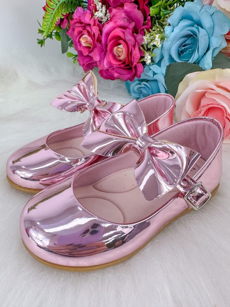 Sapatilha Doce Pe Laço Rosa Metalizado