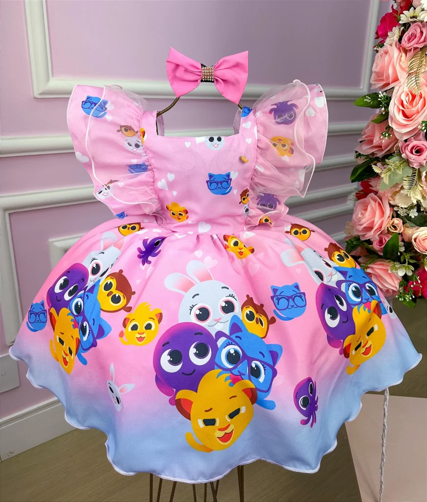 Vestido Temáticos Kids Bolofofos – Bolo Fofos Rosa Bebe