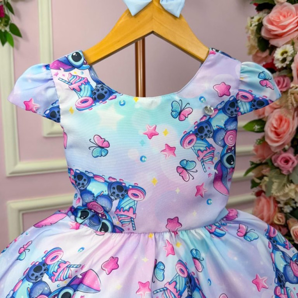 Vestido Tematicos Kids Stitch Lilas