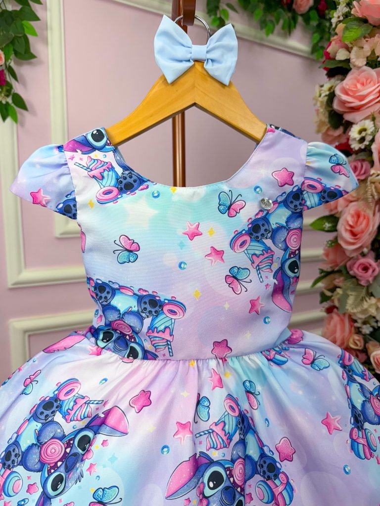 Vestido Tematicos Kids Stitch Lilas