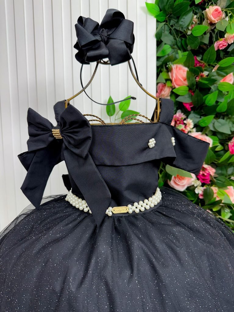 Vestido Banana Club Longo Doce Elegancia Preto