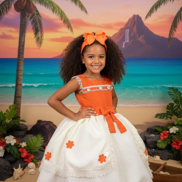 Vestido Tematicos Kids Princesa Praia Modelo 3
