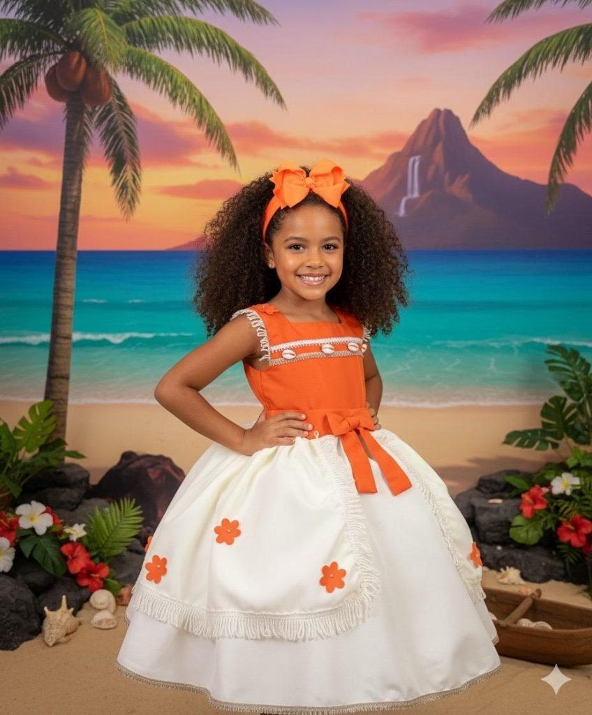 Vestido Tematicos Kids Princesa Praia Modelo 3