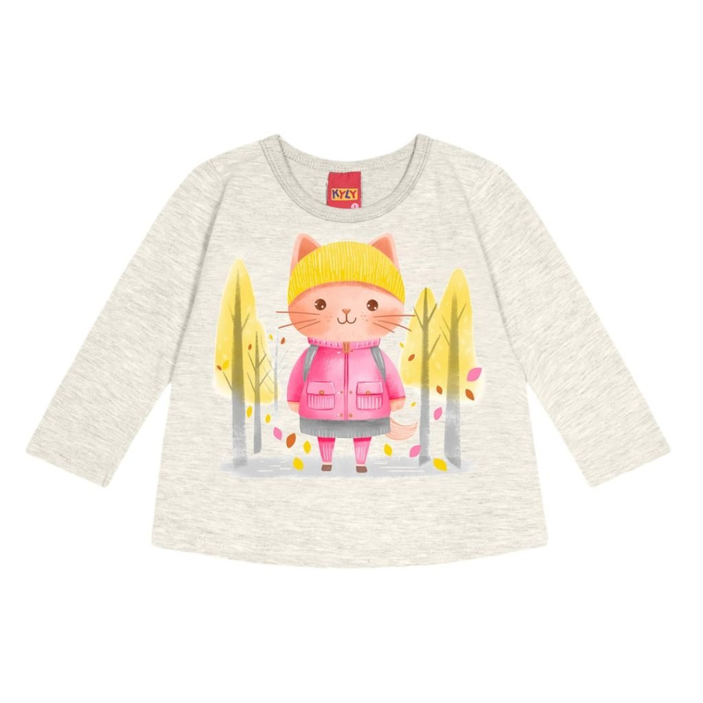 Camiseta de Gatinho Infantil Menina Kyly