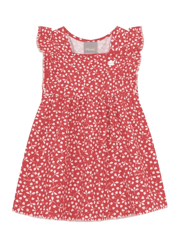 Vestido bebê em Cotton Vermelho folhagens Mundi Brandili – vestido Natal