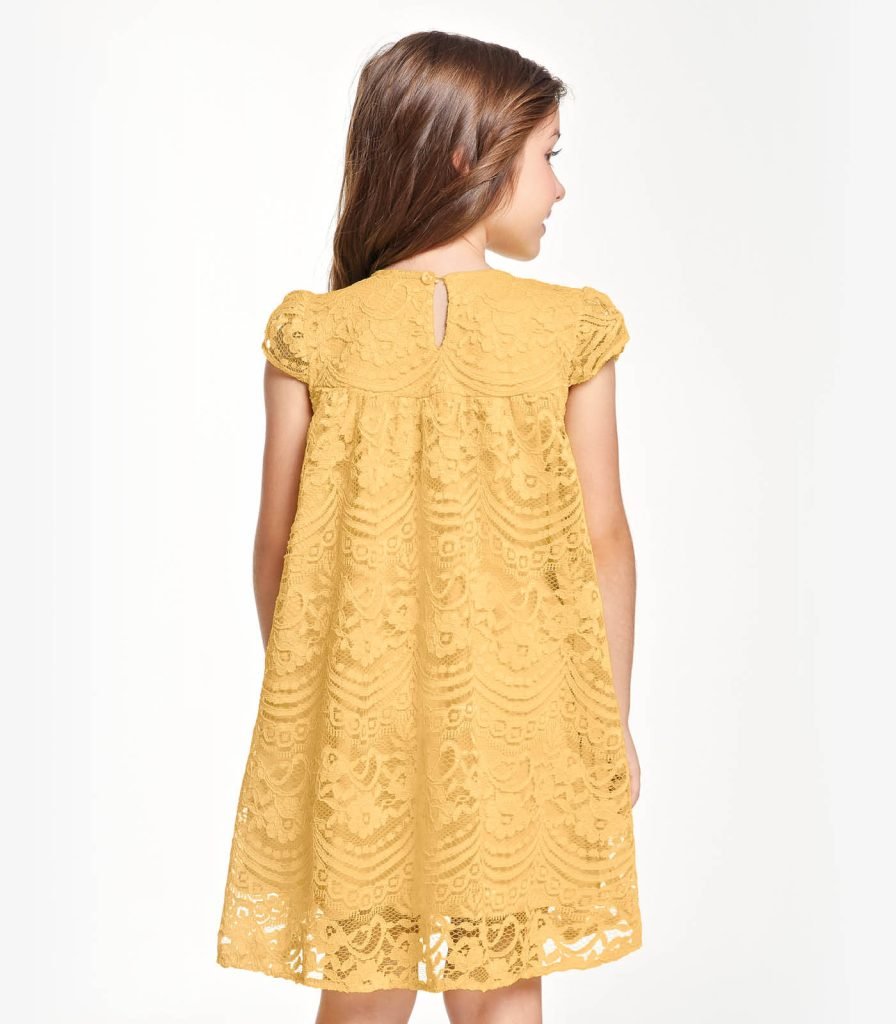 Vestido Infantil Trick Nick em Renda – vestido amarelo – Tamanho 2, 6 e 10 anos