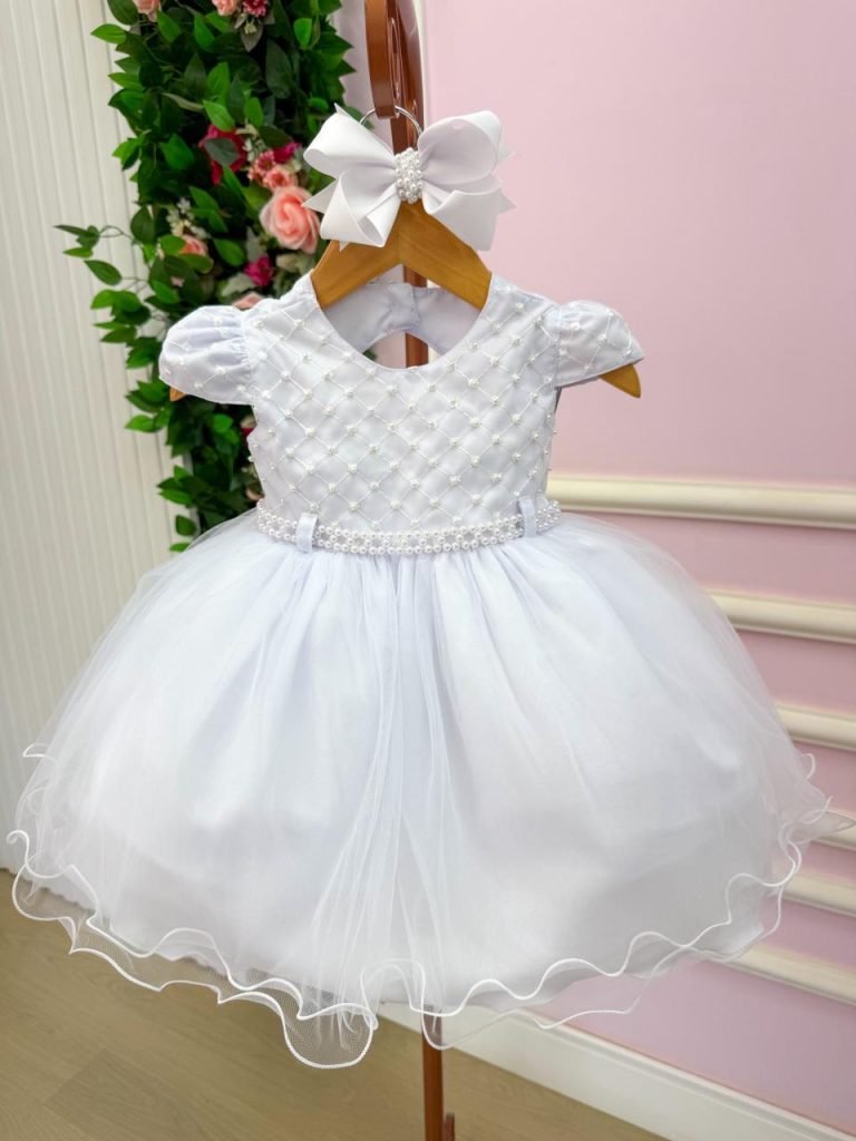 Vestido Menina Bonita Bebe Ana Flavia Branco