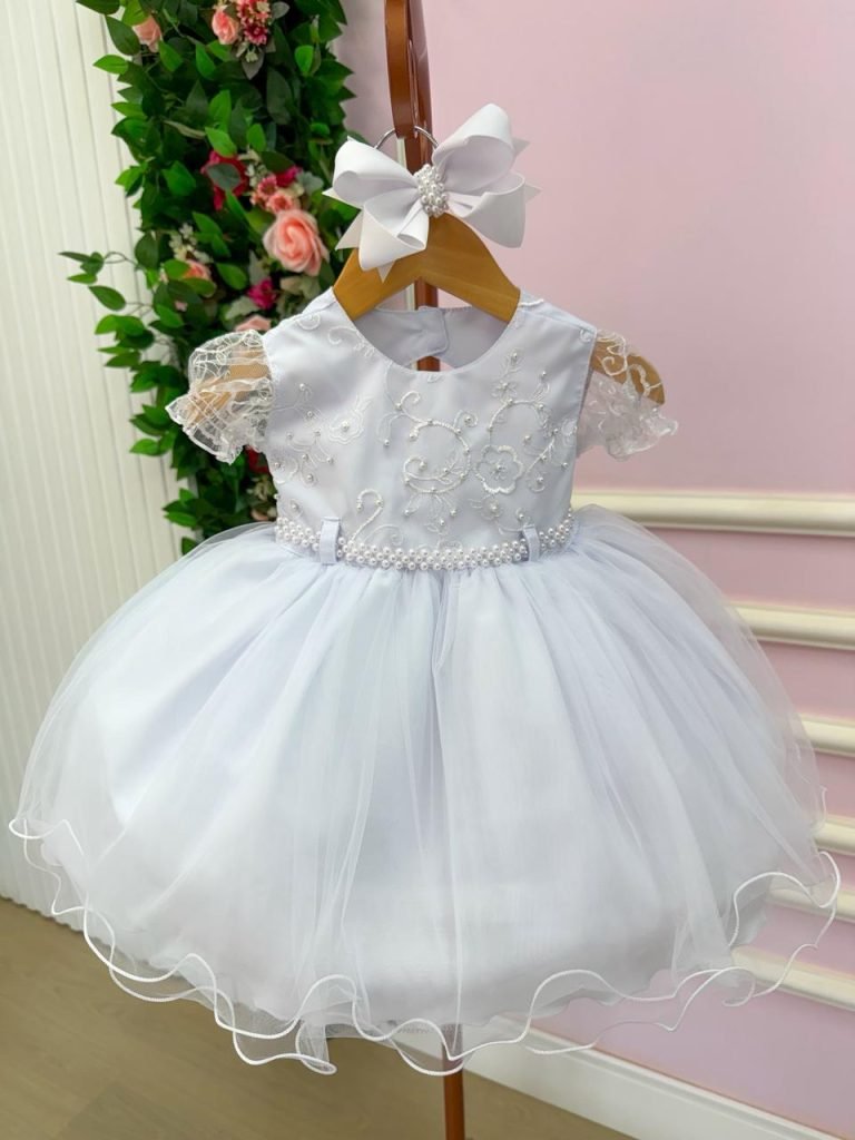 Vestido Menina Bonita Bebe Ana Sofia Branco