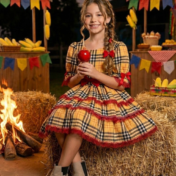 Vestido Junino Banana Club Encanto Caipira