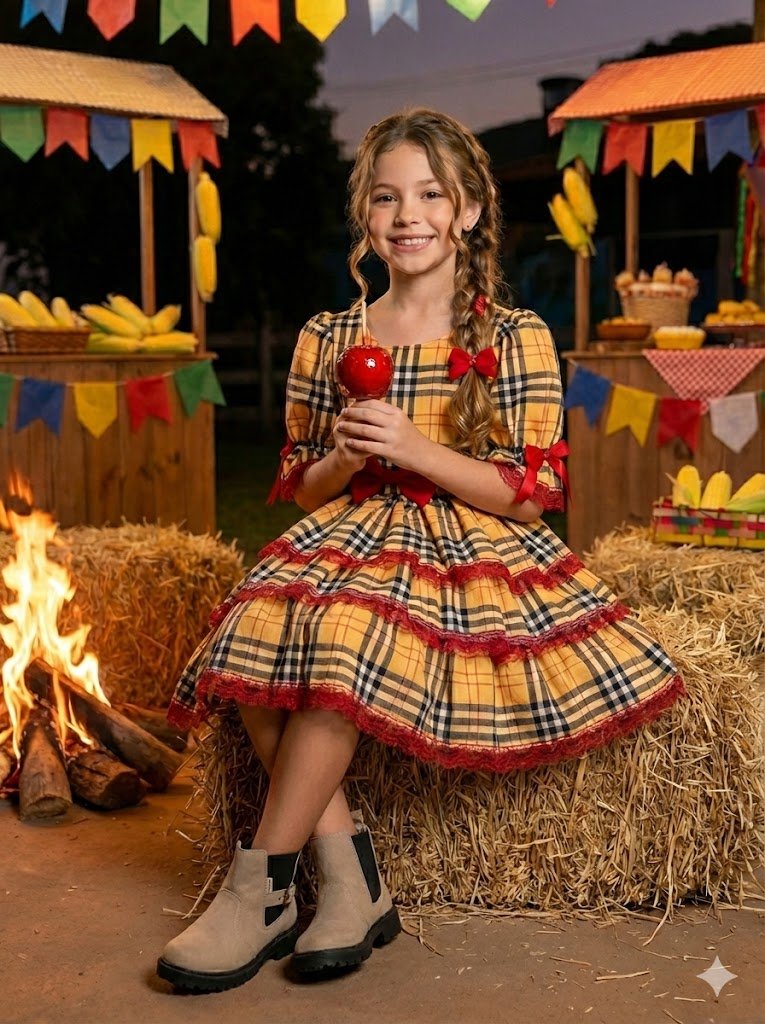Vestido Junino Banana Club Encanto Caipira