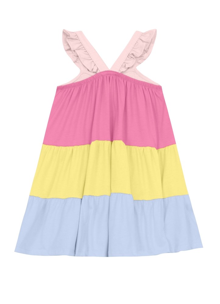 Vestido Meia Malha Menina BRANDILI Três Marias em tons Pasteis
