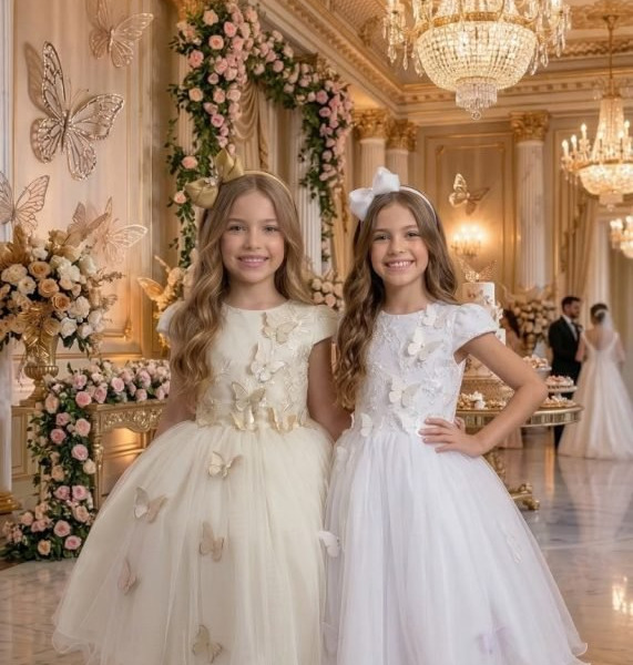 Vestido Juvenil – Midi Vila Lele Sabrina Daminha/Florista + Saiote