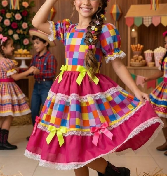 Vestido Junino Mimadine Luxo Amora
