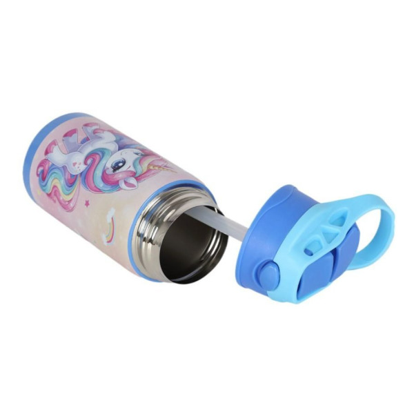 Garrafinha Infantil do Unicórnio Up4you Azul e Rosa Aço Inóx