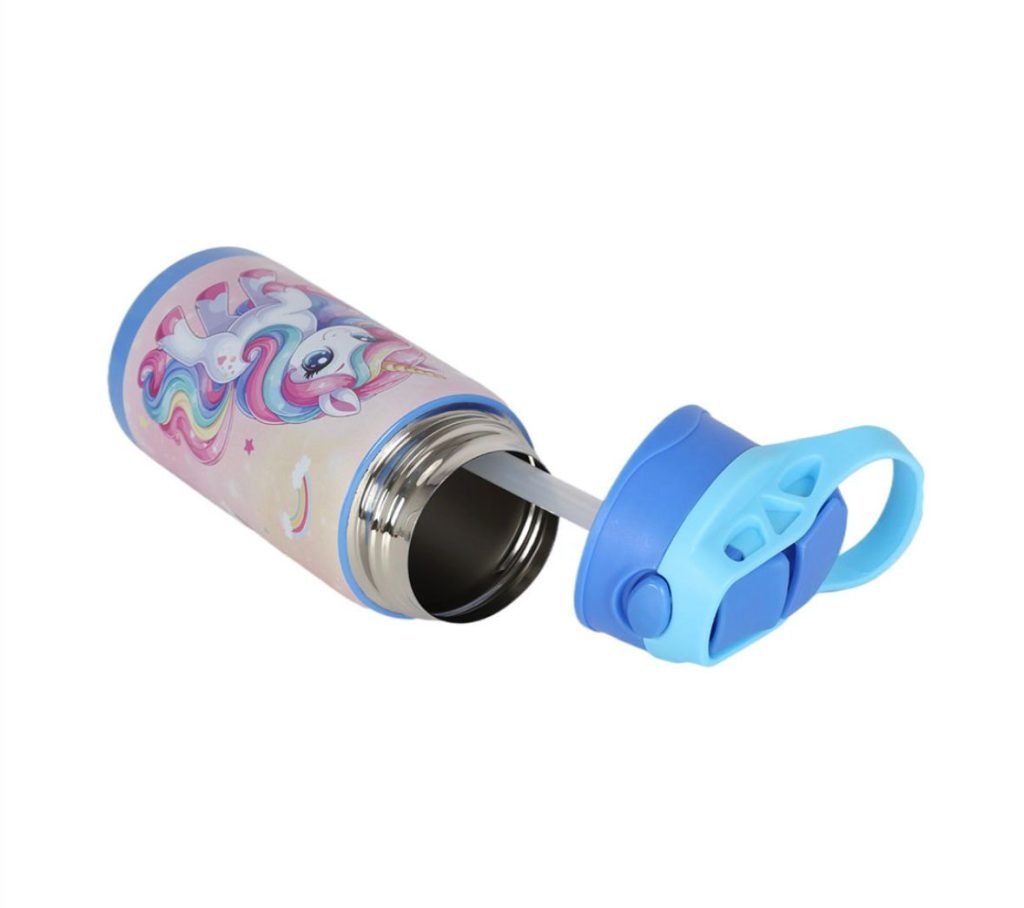 Garrafinha Infantil do Unicórnio Up4you Azul e Rosa Aço Inóx