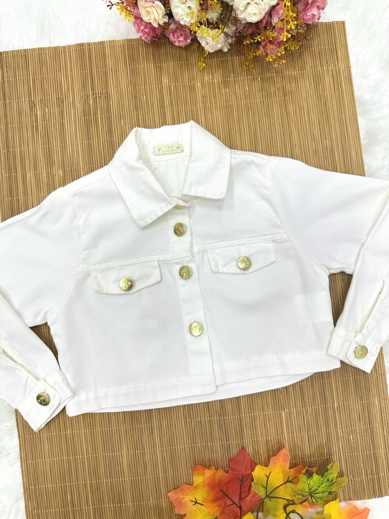 Jaqueta Infantil Marfim Sarja Casual Festas Luxo