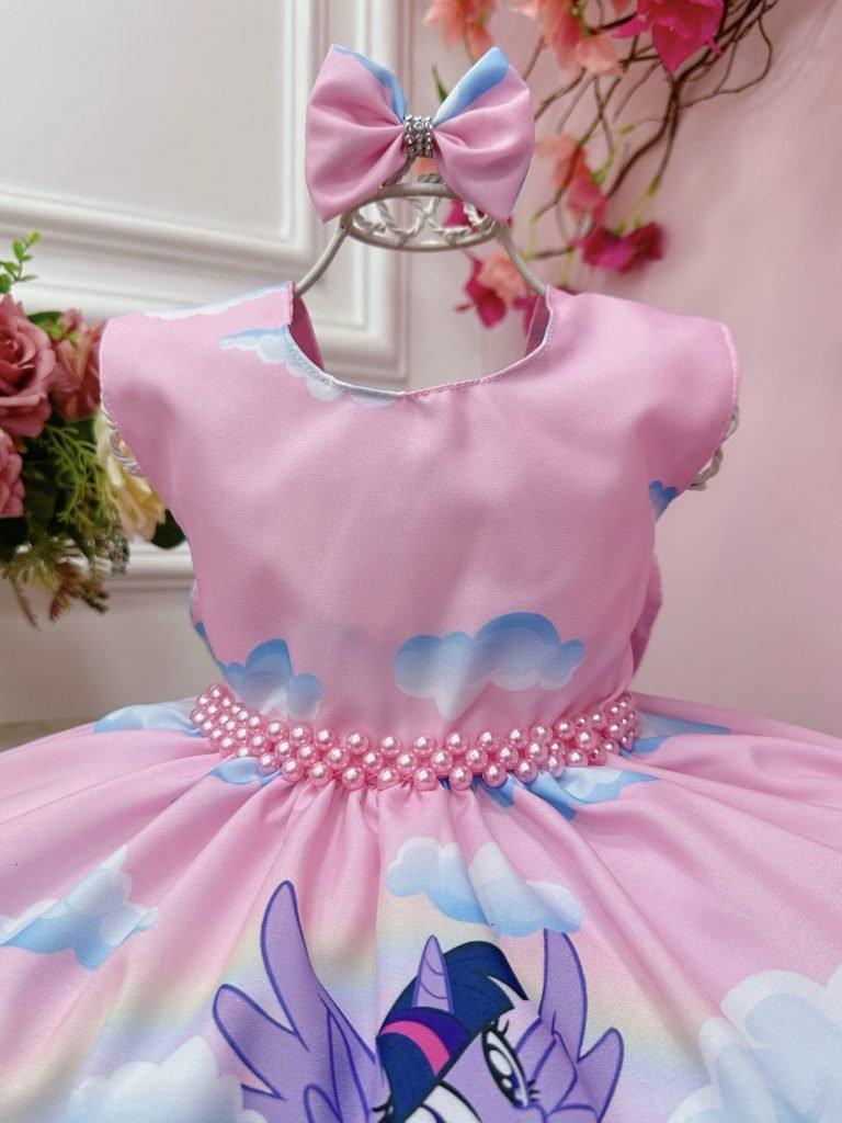 Vestido Infantil My Little Pony Rosa Claro Festas