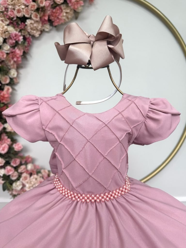 Vestido Infantil Rose C/ Busto Nervura Festas Daminhas