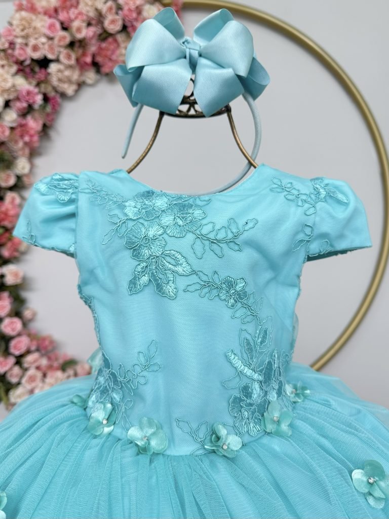 Vestido Infantil Verde Jardim Encantado Renda Metalizada