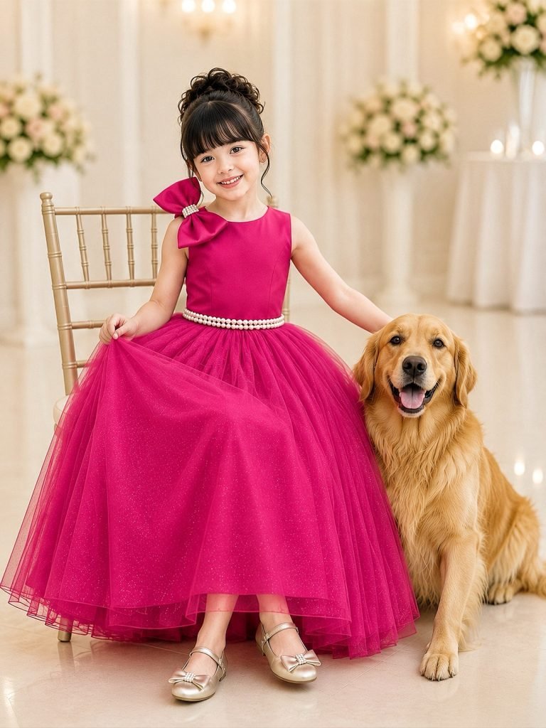 Vestido Infantil Longo Pink Luxo Daminhas Formaturas