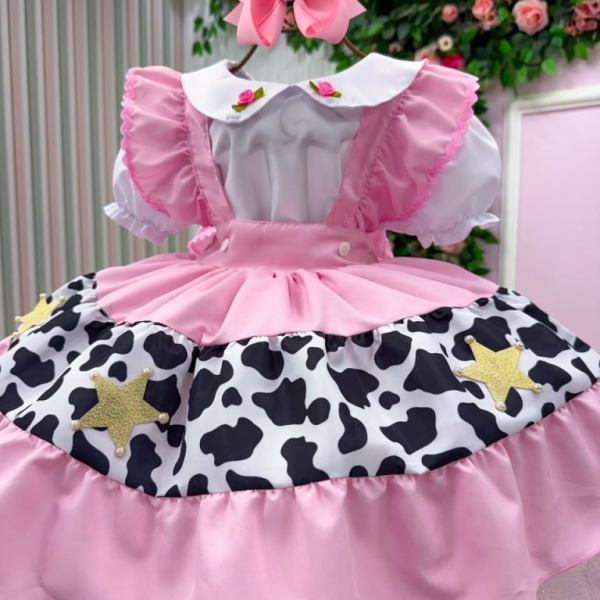 Vestido Temáticos Kids Doce Mimosa Rosa – Fazendinha – Vaquinha