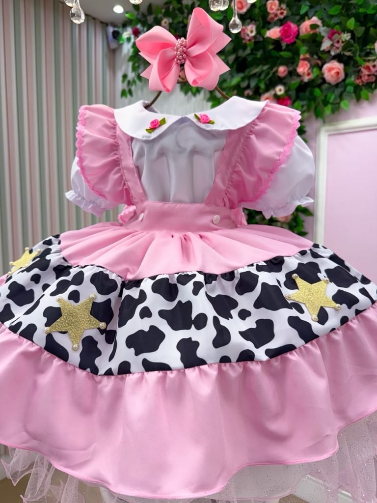Vestido Temáticos Kids Doce Mimosa Rosa – Fazendinha – Vaquinha